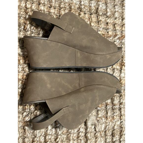 Pierre Dumas Brown Suede Slingback Wedge Platform Sandals Size 10 Open Toe - Picture 5 of 8